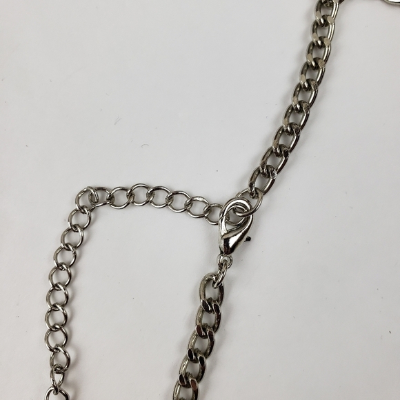 Loft Multi Strand Mixed Media Necklace Beads Rhinestones Chains Silver Yellow - Picture 8 of 11